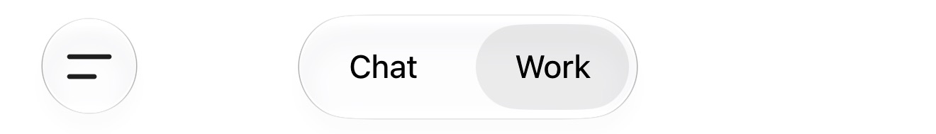 ChatGPT 中 Chat 与 Work 的入口并列出现